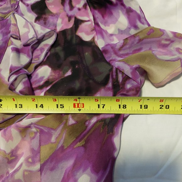 Worthington Semi Sheer Floral Blouse Plunge V-neck Ladies Fashion Tops, Size PM - Picture 3 of 7